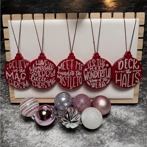 Hand Crafted Red Holiday Ornament Set